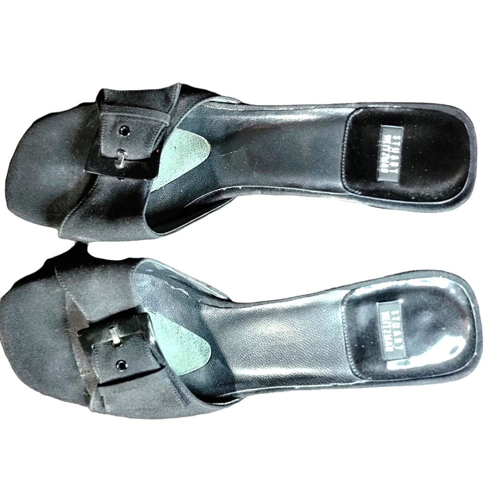 ❤️ STUART WEITZMAN Women's Black Slip-on Block Heel Mules